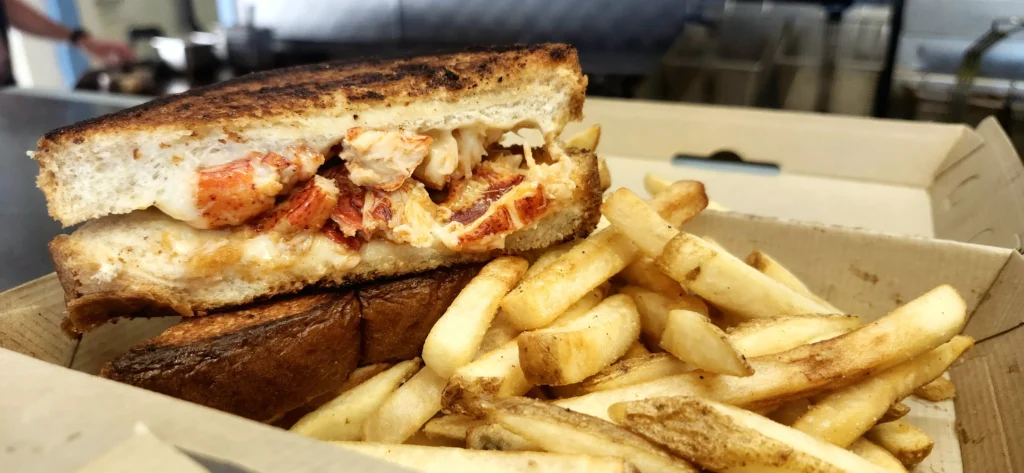 Lobster grilled cheese with fries