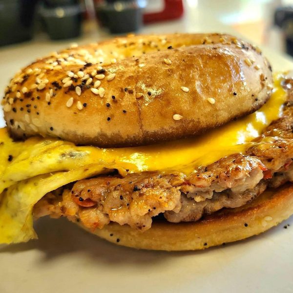 Spicy sausage breakfast sandwich